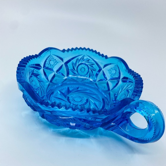 Vintage 1950s Kemple McKee Aztec Blue Nappy Dish Pattern 96 Handled Bowl - Picture 11 of 12